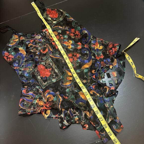 VTG Victoria's Secret Gold Label Chemise Bodysuit Small Floral Sheer Lingerie - Picture 8 of 10